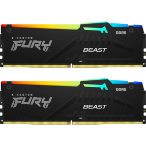 DDR5 64GB (2x32) Kingston, 6400MHz, CL32, Fury Beast Black RGB, Intel XMP/AMD Expo, KF564C32BBEAK2-64