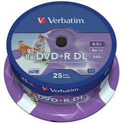 DVD+R DL medij Verbatim 8.5GB 8× Inkjet Printable 25-pack, V043667