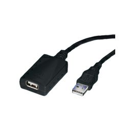 Kabel USB 2.0, 5m, USB-A/USB-A M/F, Aktivni, Roline, Crni, 12.04.1089