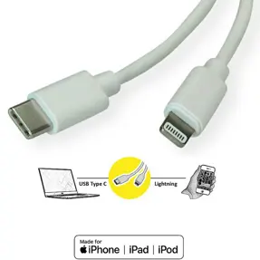 Kabel USB 1m, USB Type-C/Lightning, bijeli, Roline, 11.02.8323