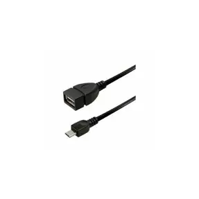Kabel USB 2.0, 0.20m, Micro USB-B/USB-A M/F, OTG, Logilink, Crni, AA0035