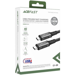Kabel USB Acefast C1-09 1m USB-C/USB-C, 48V/5A max (PD240W), crni