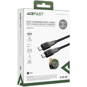 Kabel USB Acefast C10-03 1.2m USB-C/USB-C, 20V/3A max (PD60W) crni