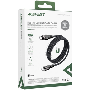 Kabel USB Acefast C11-03 1.2m USB-C/USB-C, magnetic, 20V/3A max (60W), crni
