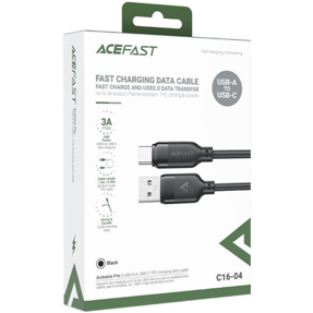 Kabel USB Acefast C16-04 1.2m USB-A/USB-C, 3A max, crni