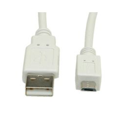 Kabel USB 0.8m, USB 2.0/USB micro, White, Roline,11.99.8754