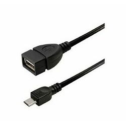 Kabel USB 2.0, 0.20m, Micro USB-B/USB-A M/F, OTG, Logilink, Crni, AA0035
