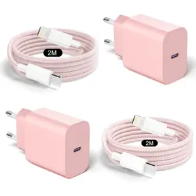Komplet Kabel + punjač USB-C to Lightning, boja: Pink, 2.0m, RH-PD20W, iPhone, ipad ( 1 komplet!!)