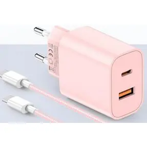 Komplet Kabel + punjač USB-C/USB-A to USB-C, boja: Pink, 2.0m, X002F7OHFX, iPhone, iPad