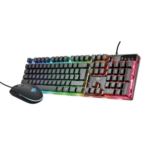 Komplet Trust GXT 838 Azor tipkovnica + miš, Gaming, osvjetljena, US, crna, USB, 23289 (PS4, PS5, Xbox)