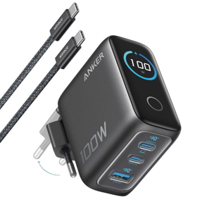 Kućni punjač ANKER GaN 100W, 2xUSB-C, 1xUSB-A, ActiveShield 4.0, kabel USB-C, B121BG41