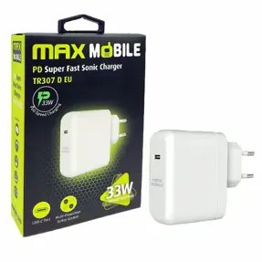 Kućni punjač Maxmobile, PD 33W, Sonic charger, USB-C, TR-307, bijeli