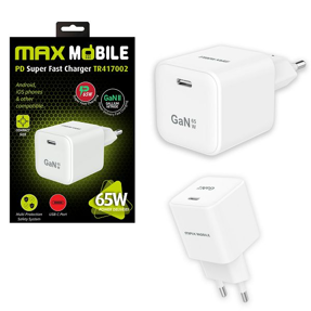 Kućni punjač Maxmobile, PD 65W, USB-C, bijeli, TR417002
