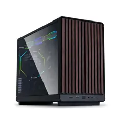 Lian Li Mini Tower DAN Cases A3 Wood, glass window, Black, 4718466017567