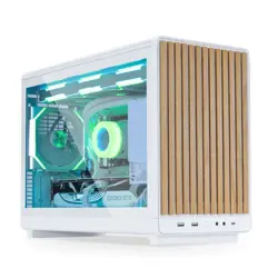 Lian Li Mini Tower DAN Cases A3 Wood, glass window, White, 4718466017574