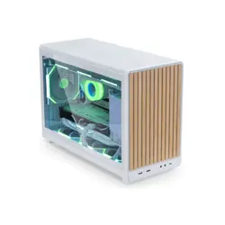 Lian Li Mini Tower DAN Cases A3 Wood, glass window, White, 4718466017574