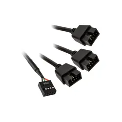 Lian Li USB 2.0 1-to-3-HUB, internal USB 9-Pin Header, 1x USB 2.0 9-Pin receptacle on 3x USB 2.0 9-Pin capsule, PW-U2HB
