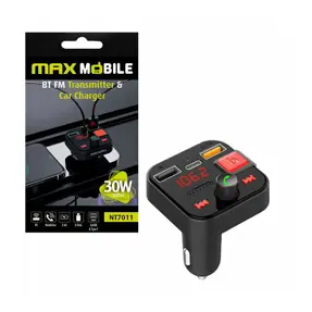 MAXMOBILE FM transmitter i Auto punjač NT7011,total 30W Type-C/USB