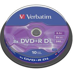 DVD+R DL medij Verbatim 8.5GB 8× Matt Silver 10-pack, V043666