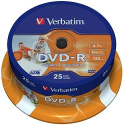 DVD-R medij Verbatim 4.7GB 16x Printable 25-pack, V043538