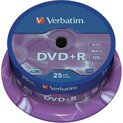 DVD+R medij Verbatim 4.7GB 16× Matt Silver 25-pack, V043500