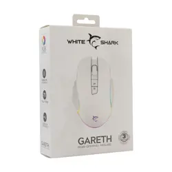 White Shark žični miš GM-5009 GARETH RGB, USB, optički, 6.400dpi, bijeli