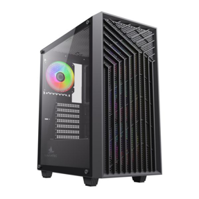 NaviaTec Midi Tower X3 3613BK TG Gaming, Black, 4xARGB ventilators