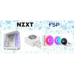 NZXT/FSP Bundle Promo, NZXT H6 Flow RGB White, NZXT Kraken Elite 280 RGB V2 White,FSP VITA 850W, 80+ GOLD, ATX 3.1, White