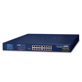 Planet Switch, 16-Port 10/100/1000T 802.3at PoE+2-Port Gigabit SFP Ethernet Switch with LCD PoE Monitor, GSW-1820VHP