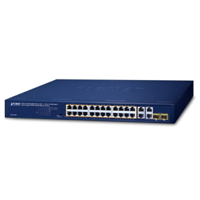 Planet Switch, 24-Port 10/100/1000T 802.3at PoE+2-Port 10/100/1000T+2-Port Gigabit TP/SFP Combo Ethernet Switch, GSW-2824P