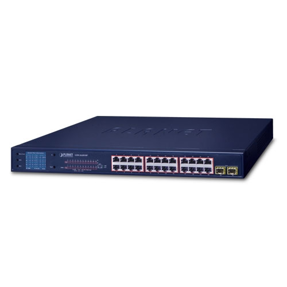 Planet Switch, 24-Port 10/100/1000T 802.3at PoE+2-Port Gigabit SFP Ethernet Switch with LCD PoE Monitor, GSW-2620VHP