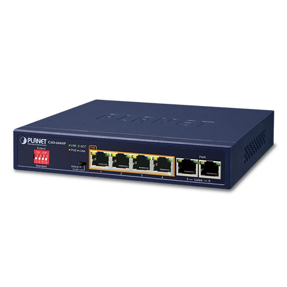 Planet Switch, 4-port 10/100/1000T 802.3at PoE+2-port 10/100/1000T Desktop Switch, GSD-604HP