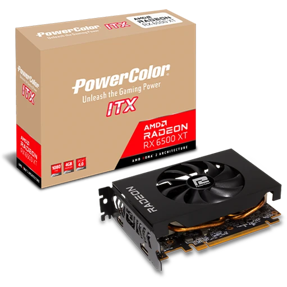 PowerColor RX6500XT ITX, 4GB GDDR6, AMD Radeon, AXRX 6500XT 4GBD6-DH
