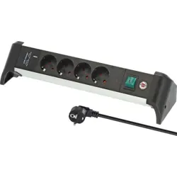 Produžna letvica Brennenstuhl Alu-Office-Line, 4xŠuko/1.8m, USB-A, USB-C, sa prekidačem, aluminijska, crna, 1391040420