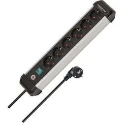 Produžna letvica Brennenstuhl Premium-Alu-Line, 6xŠuko/3m sa prekidačem, aluminijska, crna, 1391030600