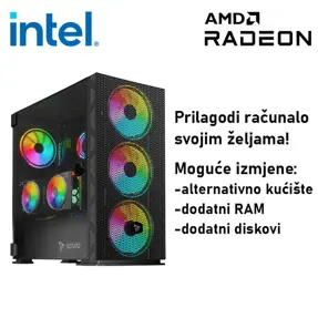 Računalo ADM Gaming Middle Range G80 Intel i3-12100F, 16GB DDR4, 1TB SSD NVMe, RX6500XT, No OS