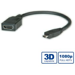 Adapter HDMI micro (M)/HDMI (Ž), 0.15m, Roline, 11.99.5584