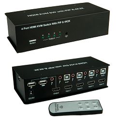 Roline VALUE KVM preklopnik, 1 korisnik - 4 računala, HDMI 4K2K/USB/Audio/USB Hub, 14.99.3337