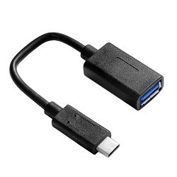 Kabel USB 3.1, 0.15m, OTG, USB-C/USB-A M/F, Roline, Crni, 11.99.9030