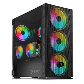 Savio Midi Tower Raptor X1 ARGB Mesh/Glass, Gaming Black