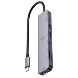 SBOX USB-C Hub 7u1, 4K, 1x HDMI / 2x Type-C / 1x USB 3.0 / 1x USB 2.0 / 1x Micro SD / 1x SD, H-999