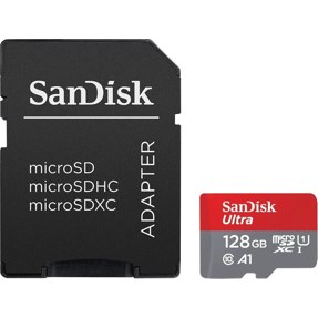 SD micro 128GB Sandisk Ultra, SD adapter, 140MB/s, SDSQUAB-128G-GN6MA
