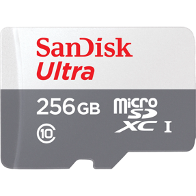 SD micro 256GB Sandisk Ultra + adapter, 100MB/s, Class 10 UHS-I,  SDSQUNR-256G-GN6TA