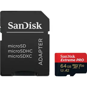 SD micro 64GB Sandisk Extreme Pro, adapter, SDSQXCU-064G-GN6MA