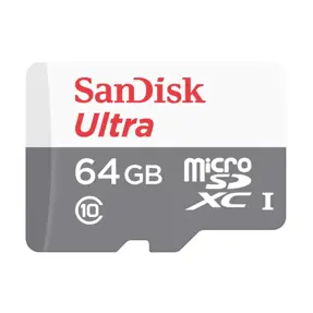 SD micro 64GB Sandisk Ultra + adapter, 100MB/s, Class 10 UHS-I,  SDSQUNR-064G-GN3MA
