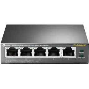 TP-Link Switch TL-SG1005P-PD, 5-Port Gigabit Desktop PoE+ Switch with 1-Port PoE++ In and 4-Port PoE+Out, metalni