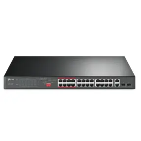 TP-Link Switch TL-SL1226P, 24-Port 10/100Mbps + 2-Port Gigabit Unmanaged PoE+ Switch