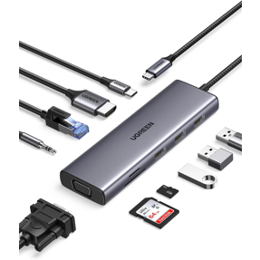 Ugreen USB-C Hub 10u1, 4K, 1x HDMI / 1x VGA / 1x USB 3.0, 100W PD, 15601