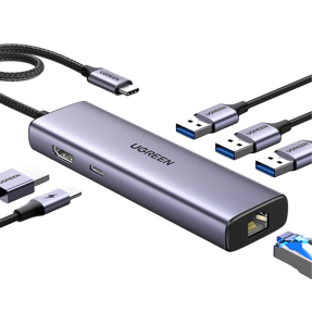 Ugreen USB-C Hub 6u1, 4K, 1x HDMI / 3× USB-A 3.0 / 1× RJ45 / 1× USB-C PD, 100W PD, 15598