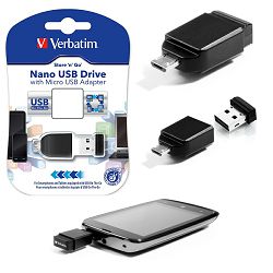 USB 32GB Verbatim Nano Store'n'Go + microUSB adapter, Black USB 2.0, V049822